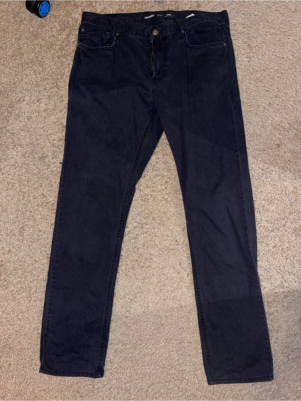 Men Old Navy Black Built-In Tough Slim Denim Jeans Size 36x34